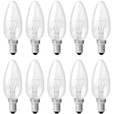 PECCPLNOM Ampoule Bougie Clair E14 40w, Ampoule Incandescence Dimmable, Blanc Chaud 2700k, 400lm, Ampoule Flamme, E14 Ampoules À Bougie À Vis Edison, Pack De 10 - Publicité PECCPLNOM Ampoule Bougie Clair E14 40w, Ampoule Incandescence Dimmable, Blanc Chaud 2700k, 400lm, Ampoule Flamme, E14 Ampoules À Bougie À Vis Edison, Pack De 10 - Publicité