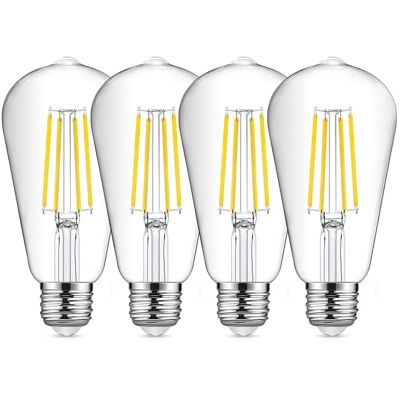 OEM Ampoule Led Filament E27 St64 Vintage 8w 6500k Blanc Froid - Lot De 4, Équivalent 80w, 950lm, Lampe Rétro Edison Antique - Publicité OEM Ampoule Led Filament E27 St64 Vintage 8w 6500k Blanc Froid - Lot De 4, Équivalent 80w, 950lm, Lampe Rétro Edison Antique - Publicité