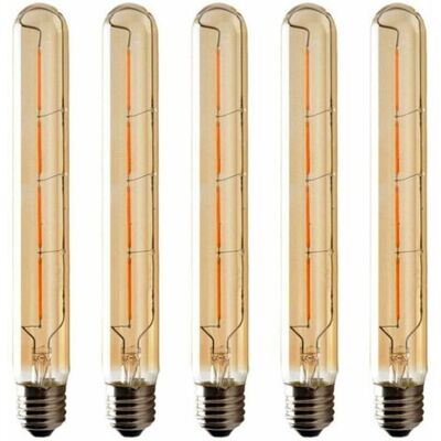 OEM Lot De 5 Ampoules T225 Long Tube, Filament Led Edison, 6w Culot E27 Blanc Chaud, Verre Ambré Pour Décorative Ampoule, Ac 220-240v - Publicité OEM Lot De 5 Ampoules T225 Long Tube, Filament Led Edison, 6w Culot E27 Blanc Chaud, Verre Ambré Pour Décorative Ampoule, Ac 220-240v - Publicité