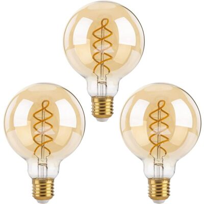 MOXIE Dimmable Edison Ampoules Led E27, G80 Vintage Led À Filament Spirale Ampoule Décorative, 4w(équivalent 40w), Blanc Chaud 2700k, 470lm, Verre Ambré, Lot De 3 - Publicité MOXIE Dimmable Edison Ampoules Led E27, G80 Vintage Led À Filament Spirale Ampoule Décorative, 4w(équivalent 40w), Blanc Chaud 2700k, 470lm, Verre Ambré, Lot De 3 - Publicité