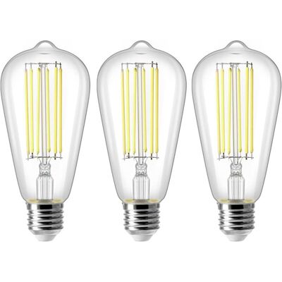 MOXIE 8w E27 St64 Ampoule Led, Ampoule À Filament Vintage Edison, Equivalent À 80w, Blanc Froid 6500k, 800lm, Rétro Décorative Lampe, Non Dimmable, Lot De 3 - Publicité MOXIE 8w E27 St64 Ampoule Led, Ampoule À Filament Vintage Edison, Equivalent À 80w, Blanc Froid 6500k, 800lm, Rétro Décorative Lampe, Non Dimmable, Lot De 3 - Publicité