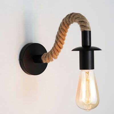 URSUS Applique Murale Vintage En Corde De Chanvre ,applique Murale Industrielle Idéal , E27 Luminaire,ampoule Non Incluse,110/220v (noir) - Publicité URSUS Applique Murale Vintage En Corde De Chanvre ,applique Murale Industrielle Idéal , E27 Luminaire,ampoule Non Incluse,110/220v (noir) - Publicité