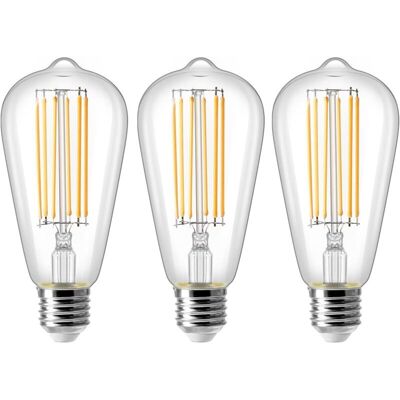 MOXIE 8w E27 St64 Ampoule Led, Ampoule À Filament Vintage Edison, Equivalent À 80w, Blanc Chaud 2700k, 800lm, Rétro Décorative Lampe, Non Dimmable, Lot De 3 - Publicité MOXIE 8w E27 St64 Ampoule Led, Ampoule À Filament Vintage Edison, Equivalent À 80w, Blanc Chaud 2700k, 800lm, Rétro Décorative Lampe, Non Dimmable, Lot De 3 - Publicité