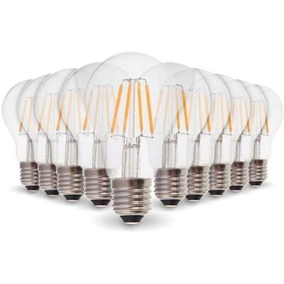 ACKERMAN Lot De 10 Ampoules Led À Filament E27 De 4 W (équivalent À 40 W), Blanc Chaud 2700 K - Publicité ACKERMAN Lot De 10 Ampoules Led À Filament E27 De 4 W (équivalent À 40 W), Blanc Chaud 2700 K - Publicité