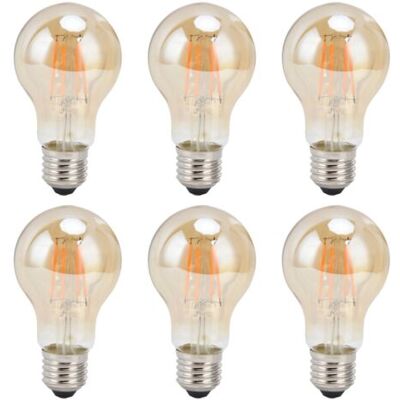 OEM 6 Ampoules Led À Filament A60, Style Rétro, 4 Watts, Culot E27, Ampoule En Verre Doré, Lumière Chaude, Décoration Intérieure, 220 Volts - Publicité OEM 6 Ampoules Led À Filament A60, Style Rétro, 4 Watts, Culot E27, Ampoule En Verre Doré, Lumière Chaude, Décoration Intérieure, 220 Volts - Publicité