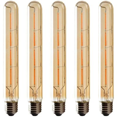 MOXIE Lot De 5 Ampoules T225 Long Tube, Filament Led Edison, 6w Culot E27 Blanc Chaud, Verre Ambré Pour Décorative Ampoule, Ac 220-240v - Publicité MOXIE Lot De 5 Ampoules T225 Long Tube, Filament Led Edison, 6w Culot E27 Blanc Chaud, Verre Ambré Pour Décorative Ampoule, Ac 220-240v - Publicité