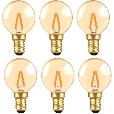OEM G40 Vintage Mini Ampoule E14 Led 1w, Ambre Edison Ampoule E14 De Remplacement 10w Pour Lumières Décoratives, Blanc Chaud 2200k, Non Dimmable, Lot De 6 - Publicité OEM G40 Vintage Mini Ampoule E14 Led 1w, Ambre Edison Ampoule E14 De Remplacement 10w Pour Lumières Décoratives, Blanc Chaud 2200k, Non Dimmable, Lot De 6 - Publicité