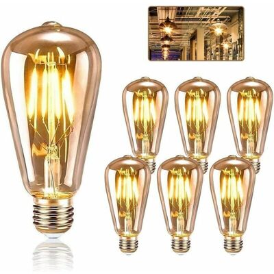 OEM Ampoule E27 Edison Vintage, Ampoules Edison Led E27 St64 4w Lampe, Rétro Filament Edison Ampoule,vintage Antique Décorative Lampe Blanc Chaud Pour Restaurant,café, Windows, Showrooms-6 Packs(pas Dimma - Publicité OEM Ampoule E27 Edison Vintage, Ampoules Edison Led E27 St64 4w Lampe, Rétro Filament Edison Ampoule,vintage Antique Décorative Lampe Blanc Chaud Pour Restaurant,café, Windows, Showrooms-6 Packs(pas Dimma - Publicité