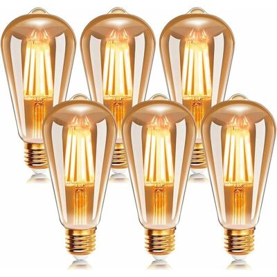 SANS MARQUE Ampoule À Filament Led E27 St64 6w 2200k Blanc Chaud , Ampoules Rétro Edison Vintage Antique Lampe , 540lm Equivalent À Ampoule Incandescente 48w, Lot De 6… - Publicité SANS MARQUE Ampoule À Filament Led E27 St64 6w 2200k Blanc Chaud , Ampoules Rétro Edison Vintage Antique Lampe , 540lm Equivalent À Ampoule Incandescente 48w, Lot De 6… - Publicité