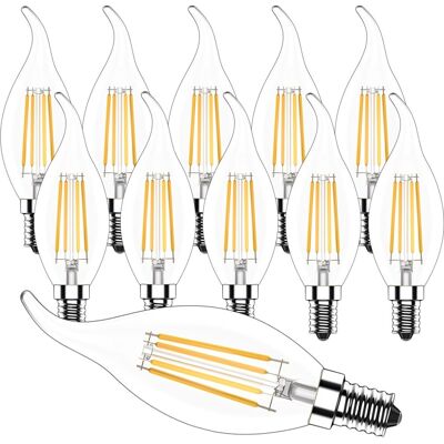 OEM Ampoule Led E14 Dimmable 4w Flamme C35, Lampe Bougie Filament Blanc Chaud 2700k, Edison Rétro 400lm, Décoration Forme Bougie, Lot De 10 Pièces - Publicité OEM Ampoule Led E14 Dimmable 4w Flamme C35, Lampe Bougie Filament Blanc Chaud 2700k, Edison Rétro 400lm, Décoration Forme Bougie, Lot De 10 Pièces - Publicité