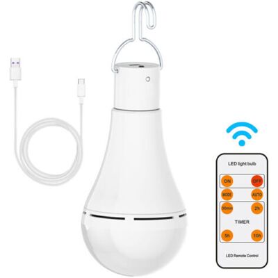 ABYSSE Ampoule Rechargeable Usb 7w E27 Tactile Dimmable – Télécommande Incluse – 20h Autonomie – Crochet Pour Camping Et Secours - Publicité ABYSSE Ampoule Rechargeable Usb 7w E27 Tactile Dimmable – Télécommande Incluse – 20h Autonomie – Crochet Pour Camping Et Secours - Publicité