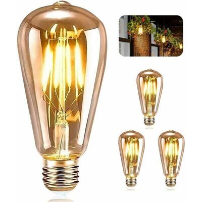 SANS MARQUE Ampoule E27 Vintage, 3 Pièces Ampoule Edison Led E27 St64 Lampe Décorative Rétro Edison Ampoule Vintage Antique Lampe 4w Filament Blanc Chaud Pour Restaurant Café Bar Ampoules À Incandescenc - Publicité SANS MARQUE Ampoule E27 Vintage, 3 Pièces Ampoule Edison Led E27 St64 Lampe Décorative Rétro Edison Ampoule Vintage Antique Lampe 4w Filament Blanc Chaud Pour Restaurant Café Bar Ampoules À Incandescenc - Publicité