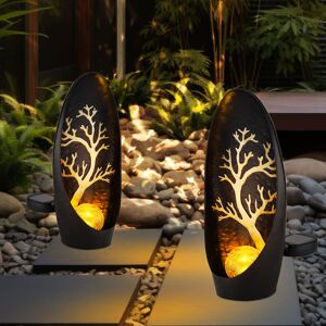 Globo Lampes Solaires De Décoration De Jardin Pour L'Extérieur, Décoration De Balcon Extérieur, Noir, Argent, Arbre, Boule De Verre, Batterie Métal Ip44, 1x Led, Lxlxh 14x7x30cm, Lot De 2 - Publicité Globo Lampes Solaires De Décoration De Jardin Pour L'Extérieur, Décoration De Balcon Extérieur, Noir, Argent, Arbre, Boule De Verre, Batterie Métal Ip44, 1x Led, Lxlxh 14x7x30cm, Lot De 2 - Publicité