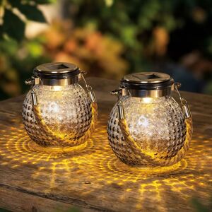 HI Led Solar Lanterne De Jardin Suspendue Lampe De Terrasse Lampe D'Extérieur Lampe De Table, Verre Transparent, Blanc Chaud, D 10,5 X 12,5 Cm, 2 Pièces - Publicité HI Led Solar Lanterne De Jardin Suspendue Lampe De Terrasse Lampe D'Extérieur Lampe De Table, Verre Transparent, Blanc Chaud, D 10,5 X 12,5 Cm, 2 Pièces - Publicité
