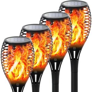 GOTRAYS Lot De 4 Torches De Jardin Torches Solaires Lampes De Sécurité Étanches À Led Pour L'Extérieur Ambiance Décorative Pour Le Jardin/le Bord De La Route/noël/mariage/festival - Lot De 4 (hauteur 58 Cm, L - Publicité GOTRAYS Lot De 4 Torches De Jardin Torches Solaires Lampes De Sécurité Étanches À Led Pour L'Extérieur Ambiance Décorative Pour Le Jardin/le Bord De La Route/noël/mariage/festival - Lot De 4 (hauteur 58 Cm, L - Publicité