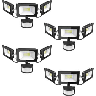 OEM Projecteur Led Détecteur De Movement - 50w 5000lm Ultra Lumineux 3 Tête Spot Led Extérieur, Ip65 Etanche Éclairage De Sécurité Extérieur Pir Pour Cour Porche Jardin Garage, 4 Pack - Publicité OEM Projecteur Led Détecteur De Movement - 50w 5000lm Ultra Lumineux 3 Tête Spot Led Extérieur, Ip65 Etanche Éclairage De Sécurité Extérieur Pir Pour Cour Porche Jardin Garage, 4 Pack - Publicité