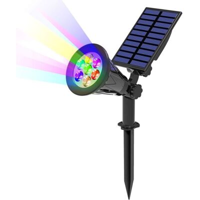 OEM Projecteur Solaire 7 Led Étanche Ip65 – 320 Lumens – 7 Couleurs Changeantes – Angle Réglable 180° – Installation Facile Extérieur - 2packs - Publicité OEM Projecteur Solaire 7 Led Étanche Ip65 – 320 Lumens – 7 Couleurs Changeantes – Angle Réglable 180° – Installation Facile Extérieur - 2packs - Publicité