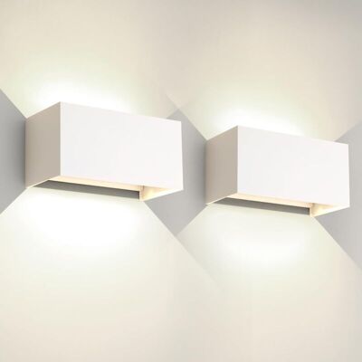 PELTOR Lot De 2 Applique Murale D'Intérieur Extérieur 24w - Blanc Froid 6000k, Ip65 Étanche - Angle De Faisceau Haut Bas Réglable, Design Moderne, Blanc - Publicité PELTOR Lot De 2 Applique Murale D'Intérieur Extérieur 24w - Blanc Froid 6000k, Ip65 Étanche - Angle De Faisceau Haut Bas Réglable, Design Moderne, Blanc - Publicité
