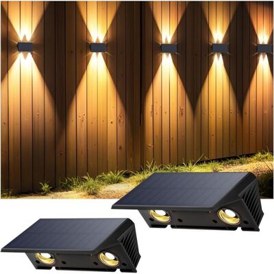 PELTOR Applique Solaire Extérieur, Nouvelle Génération Haut & Bas Applique Murale Solaire Blanc Chaud Lampe Solaire Murale Extérieur Étanche 2 Articles - Publicité PELTOR Applique Solaire Extérieur, Nouvelle Génération Haut & Bas Applique Murale Solaire Blanc Chaud Lampe Solaire Murale Extérieur Étanche 2 Articles - Publicité