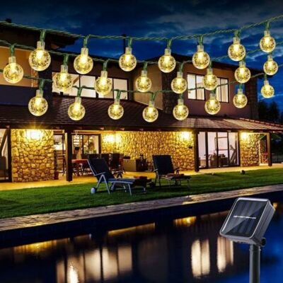 ABYSSE Guirlande Lumineuse Solaire Extérieure, 6.5m 30 Led Guirlande Lumineuse Boule De Cristal Solaire 8 Modes Imperméable Intérieur Extérieur Pour Jardin, Patio, Mariage, Fête, Noël, Blanc Chaud - Publicité ABYSSE Guirlande Lumineuse Solaire Extérieure, 6.5m 30 Led Guirlande Lumineuse Boule De Cristal Solaire 8 Modes Imperméable Intérieur Extérieur Pour Jardin, Patio, Mariage, Fête, Noël, Blanc Chaud - Publicité