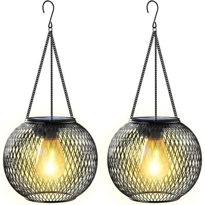 NONAME Lanterne Solaire Extérieur, Lampe 2 Lumières Suspendues En Métal Ip65 Pour Jardin, Cour, Balcon - Décoration Et Cadeau - Publicité NONAME Lanterne Solaire Extérieur, Lampe 2 Lumières Suspendues En Métal Ip65 Pour Jardin, Cour, Balcon - Décoration Et Cadeau - Publicité