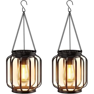 NONAME Lot De 2 ,lampe Solaire Exterieur Suspendue, Lanterne Solaire Exterieur Métal Avec Chaîne Et Crochet, Ip65 Étanche Lanterne Cylindrique Decorative À Suspendre Pour Terrasse Balcon Cour Jardin - Publicité NONAME Lot De 2 ,lampe Solaire Exterieur Suspendue, Lanterne Solaire Exterieur Métal Avec Chaîne Et Crochet, Ip65 Étanche Lanterne Cylindrique Decorative À Suspendre Pour Terrasse Balcon Cour Jardin - Publicité