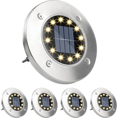 MOXIE Lot De 4 Lampes Solaires Au Sol - 12 Led - Blanc Chaud - Solaires D'Extérieur - En Acier Inoxydable Ip65 - Étanche - Pour Pelouse, Allée De Jardin, Cour - Publicité MOXIE Lot De 4 Lampes Solaires Au Sol - 12 Led - Blanc Chaud - Solaires D'Extérieur - En Acier Inoxydable Ip65 - Étanche - Pour Pelouse, Allée De Jardin, Cour - Publicité