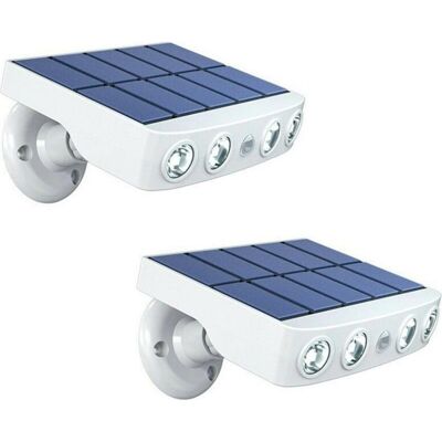 Vision Lot De 2 Projecteurs Solaires Led Avec Détecteur De Mouvement Pour Mur, Rue, Cour, Extérieur, Terrasse (lumière Blanche) - Publicité Vision Lot De 2 Projecteurs Solaires Led Avec Détecteur De Mouvement Pour Mur, Rue, Cour, Extérieur, Terrasse (lumière Blanche) - Publicité