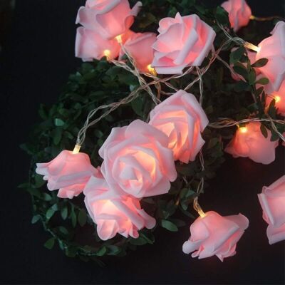 MOXIE Guirlande Lumineuse Led À Piles, Imitation Rose, Rose, 3m 20led Décoration De Mariage De Noël Et De La Saint-valentin, Guirlande Lumineuse À Batterie Lanterne Rose Imitation Pe - Publicité MOXIE Guirlande Lumineuse Led À Piles, Imitation Rose, Rose, 3m 20led Décoration De Mariage De Noël Et De La Saint-valentin, Guirlande Lumineuse À Batterie Lanterne Rose Imitation Pe - Publicité