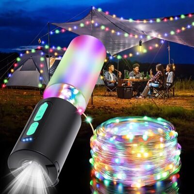 Scotch Guirlande Lumineuse De Camping De 10 M Avec Lanterne (design 4 En 1), Lampes De Camping Avec Chargeur De 4000 Mah, 7 Modes, Étanchéité Ipx6, Lampe De Poche Rechargeable Pour Extérieur - Publicité Scotch Guirlande Lumineuse De Camping De 10 M Avec Lanterne (design 4 En 1), Lampes De Camping Avec Chargeur De 4000 Mah, 7 Modes, Étanchéité Ipx6, Lampe De Poche Rechargeable Pour Extérieur - Publicité