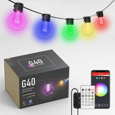 OEM Guirlande Lumineuse Extérieure,15m Guirlande Guinguette Led G40 Ampoules 25,guirlande Exterieur Étanche,fête,soirée,terrasse,noël,avec App Et Télécommande Et Bluetooth(rgb) - Publicité OEM Guirlande Lumineuse Extérieure,15m Guirlande Guinguette Led G40 Ampoules 25,guirlande Exterieur Étanche,fête,soirée,terrasse,noël,avec App Et Télécommande Et Bluetooth(rgb) - Publicité