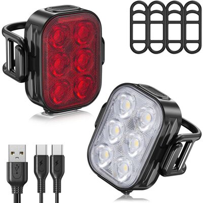 NONAME Deux Éclairages De Vélo Avant Et Arrière, 4+6 Modes, Éclairages De Vélo Ultra-minces Rechargeables Par Usb, Charge Rapide En 1,5 Heure, Étanches Ip65, Lumières Led Haute Intensité, Adaptés À La Condui - Publicité NONAME Deux Éclairages De Vélo Avant Et Arrière, 4+6 Modes, Éclairages De Vélo Ultra-minces Rechargeables Par Usb, Charge Rapide En 1,5 Heure, Étanches Ip65, Lumières Led Haute Intensité, Adaptés À La Condui - Publicité