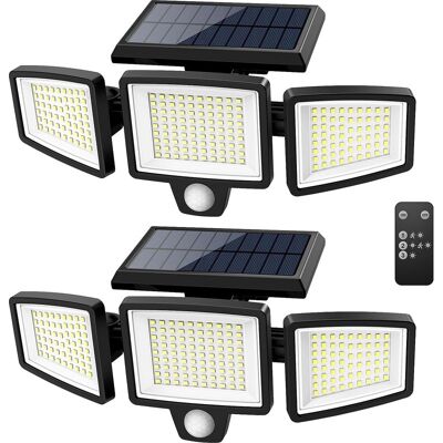 Vision Lampes Solaires D'Extérieur 2500 Lm, 210 Led De Sécurité Avec Télécommande, 3 Têtes De Détection De Mouvement, Étanchéité Ip65, Grand Angle 270°, 3 Modes D'Éclairage (lot De 2) - Publicité Vision Lampes Solaires D'Extérieur 2500 Lm, 210 Led De Sécurité Avec Télécommande, 3 Têtes De Détection De Mouvement, Étanchéité Ip65, Grand Angle 270°, 3 Modes D'Éclairage (lot De 2) - Publicité