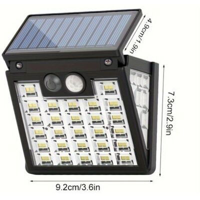 ABYSSE Applique Murale Solaire 72 Led Avec Détecteur De Mouvement – Éclairage Extérieur À 3 Modes, Diffusion Sur Trois Côtés Pour Jardin, Terrasse Et Patio - Publicité ABYSSE Applique Murale Solaire 72 Led Avec Détecteur De Mouvement – Éclairage Extérieur À 3 Modes, Diffusion Sur Trois Côtés Pour Jardin, Terrasse Et Patio - Publicité