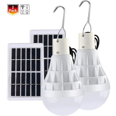ABYSSE 2 Pièce Solaire Alimenté Ampoule Led, 12w Lampe Urgence Solaire Rechargeable Avec Télécommande Pour Extérieur, Randonnée, Camping, Tente De Pêche - Publicité ABYSSE 2 Pièce Solaire Alimenté Ampoule Led, 12w Lampe Urgence Solaire Rechargeable Avec Télécommande Pour Extérieur, Randonnée, Camping, Tente De Pêche - Publicité