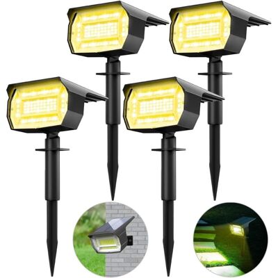 ACKERMAN Lot De 4 Projecteurs Solaires D'Extérieur, 72 Led, 3 Niveaux De Luminosité, Étanches Ip65, Pour Jardin, Allée, Arbres, Blanc Chaud - Publicité ACKERMAN Lot De 4 Projecteurs Solaires D'Extérieur, 72 Led, 3 Niveaux De Luminosité, Étanches Ip65, Pour Jardin, Allée, Arbres, Blanc Chaud - Publicité
