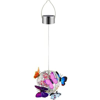 FANGMEDIA Hanging Lampe Solaire Papillon Lampes Solaires De Jardin Avec Papillons Colorés Lanterne Solaire En Métal Led Ip65 Étanche Lampes De Jardin Extérieures - Publicité FANGMEDIA Hanging Lampe Solaire Papillon Lampes Solaires De Jardin Avec Papillons Colorés Lanterne Solaire En Métal Led Ip65 Étanche Lampes De Jardin Extérieures - Publicité
