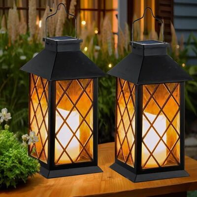 Scotch Lot De 2 Lanternes Solaires Creuses D'Extérieur Étanches À Suspendre Avec Bougies Led Vacillantes Sans Flamme - Lanterne Décorative Solaire Pour Porche, Jardin, Terrasse, Cour, Table - Publicité Scotch Lot De 2 Lanternes Solaires Creuses D'Extérieur Étanches À Suspendre Avec Bougies Led Vacillantes Sans Flamme - Lanterne Décorative Solaire Pour Porche, Jardin, Terrasse, Cour, Table - Publicité