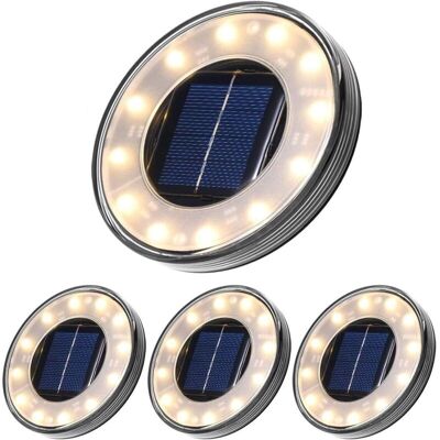 OEM Lot De 4 Lampadaires Solaires À Led 12 Led Blanc Chaud – Étanchéité Ip68 – Installation Facile Pour Jardin, Allée, Patio, Cour - Publicité OEM Lot De 4 Lampadaires Solaires À Led 12 Led Blanc Chaud – Étanchéité Ip68 – Installation Facile Pour Jardin, Allée, Patio, Cour - Publicité