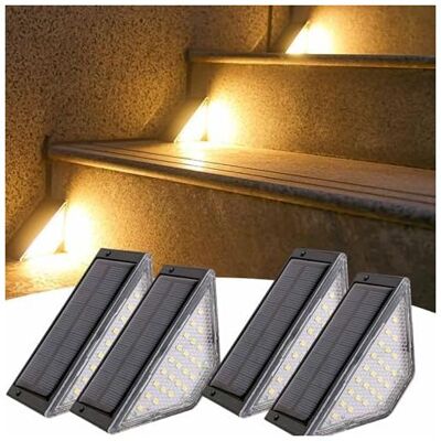 NONAME Lot De 4 Lampes Solaires Led Pour Marches (lumière Chaude), Luminaires D'Extérieur Lampes Solaires Étanches Pour Marches, Adaptées Aux Allées, Terrasses, Jardins Et Cours. Publicité NONAME Lot De 4 Lampes Solaires Led Pour Marches (lumière Chaude), Luminaires D'Extérieur Lampes Solaires Étanches Pour Marches, Adaptées Aux Allées, Terrasses, Jardins Et Cours. Publicité