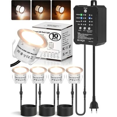 ACKERMAN Pack De Projecteurs Extérieurs Encastrés De 10 Led Avec Transformateur Basse Tension, Projecteurs Encastrés Extérieurs 3 Couleurs Pour Terrasse, Éclairage Extérieur Étanche Ip67 Pour Piscine En Bois, - Publicité ACKERMAN Pack De Projecteurs Extérieurs Encastrés De 10 Led Avec Transformateur Basse Tension, Projecteurs Encastrés Extérieurs 3 Couleurs Pour Terrasse, Éclairage Extérieur Étanche Ip67 Pour Piscine En Bois, - Publicité