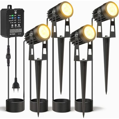 ACKERMAN Ensemble De 4 Projecteurs Extérieurs Avec Transformateur, Capteur Photo Dimmable, Projecteur De Jardin Led Extérieur, Étanche 2700k, Éclairage Électrique Pour Jardin, Arbre, Pelouse, Plantes [classe É - Publicité ACKERMAN Ensemble De 4 Projecteurs Extérieurs Avec Transformateur, Capteur Photo Dimmable, Projecteur De Jardin Led Extérieur, Étanche 2700k, Éclairage Électrique Pour Jardin, Arbre, Pelouse, Plantes [classe É - Publicité