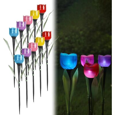 NONAME Lot De 10 Tulipes Solaires Sur Piquet - Lampes Solaires Pour Jardin, Extérieur, Jardin, Éclairage Multicolore Pour Cour, Patio, Clôture, Décorations De Jardin - Publicité NONAME Lot De 10 Tulipes Solaires Sur Piquet - Lampes Solaires Pour Jardin, Extérieur, Jardin, Éclairage Multicolore Pour Cour, Patio, Clôture, Décorations De Jardin - Publicité
