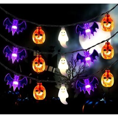 ABYSSE Guirlande Lumineuse Halloween À Piles 20 Pieds 30 Led Citrouille Chauve-souris Fantôme Lumières Avec Minuterie – 8 Modes D'Éclairage Lumières De Décoration D'Halloween - Publicité ABYSSE Guirlande Lumineuse Halloween À Piles 20 Pieds 30 Led Citrouille Chauve-souris Fantôme Lumières Avec Minuterie – 8 Modes D'Éclairage Lumières De Décoration D'Halloween - Publicité