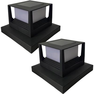 BALTERLEY Lot De 2 Lampes Solaires À Led Pour Clôture, Portail, Pilier - En Plastique Noir - Pour Maison, Portail, Terrasse, Jardin, Mur - Publicité BALTERLEY Lot De 2 Lampes Solaires À Led Pour Clôture, Portail, Pilier - En Plastique Noir - Pour Maison, Portail, Terrasse, Jardin, Mur - Publicité
