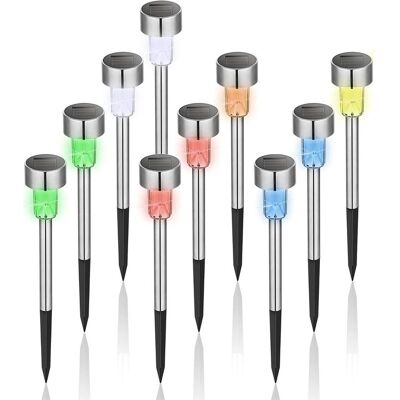 Vision Lot De 10 Lampes Solaires D'Extérieur Étanches À Led En Acier Inoxydable Pour Terrasse, Pelouse, Cour Et Paysage, Multicolores - Publicité Vision Lot De 10 Lampes Solaires D'Extérieur Étanches À Led En Acier Inoxydable Pour Terrasse, Pelouse, Cour Et Paysage, Multicolores - Publicité