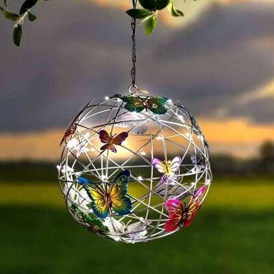 Cellfast Lanterne Solaire Boule Avec Papillons Colorés Pour Jardin - Étanche - Éclairage Led - Publicité Cellfast Lanterne Solaire Boule Avec Papillons Colorés Pour Jardin - Étanche - Éclairage Led - Publicité
