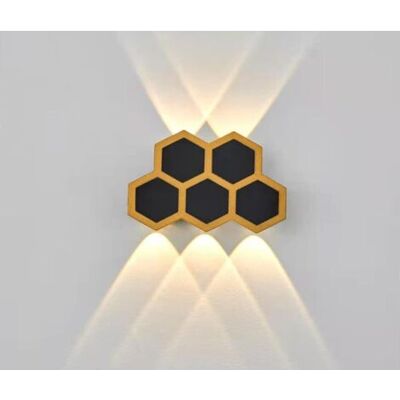 ABYSSE Appliques Murales D'Extérieur Led 5 W, Noir Et Doré, Étanches, Éclairage Vers Le Haut Et Vers Le Bas, Blanc Chaud - Publicité ABYSSE Appliques Murales D'Extérieur Led 5 W, Noir Et Doré, Étanches, Éclairage Vers Le Haut Et Vers Le Bas, Blanc Chaud - Publicité