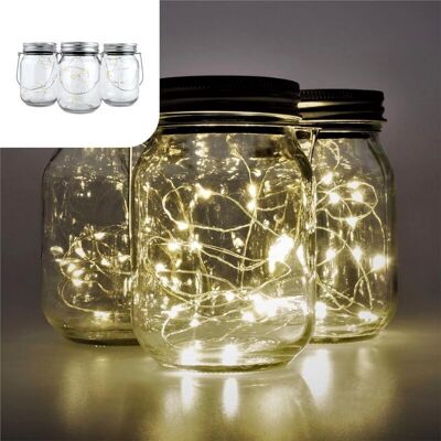 OEM Bocal Solaire Lumiere Fee Lampes Solaires À Suspension Ou À Poser Set 3 Pcs 20 Led’s Blanc Chaud Verre Lanterne Lampe Jardin Exterieur - Publicité OEM Bocal Solaire Lumiere Fee Lampes Solaires À Suspension Ou À Poser Set 3 Pcs 20 Led’s Blanc Chaud Verre Lanterne Lampe Jardin Exterieur - Publicité