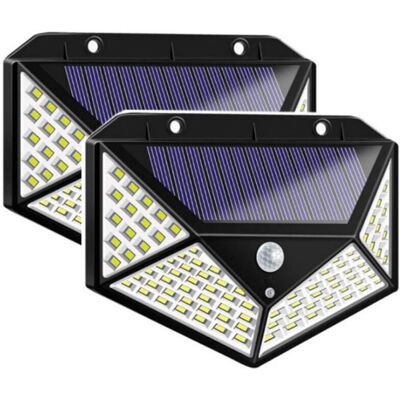 BRAST Pack De 2 Projecteurs Solaires Avec Détecteur De Mouvement 100led Applique Murale Solaire À Quatre Côtés - Publicité BRAST Pack De 2 Projecteurs Solaires Avec Détecteur De Mouvement 100led Applique Murale Solaire À Quatre Côtés - Publicité